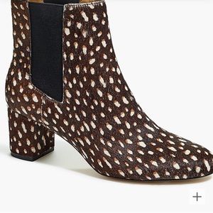J. Crew Chelsea Calf Hair Leather Animal Print Ankle Booties/Boots, size 9.5